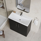 Modern Splash 800mm Soft Black 2 Door Floor Standing Vanity Unit With Thin Edge Basin
