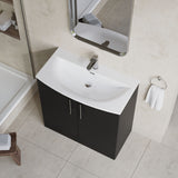 Modern Splash 800mm Soft Black 2 Door Floor Standing Vanity Unit With Curved Basin