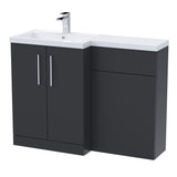 Modern Splash Arno 1100mm Soft Black 2 Door Floor Standing Left-Hand Combination Unit With Polymarble Basin