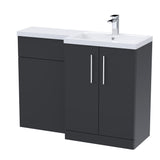Modern Splash Arno 1100mm Soft Black 2 Door Floor Standing Right-Hand Combination Unit With Polymarble Basin