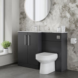Modern Splash 1100mm Soft Black 2 Door Floor Standing Left-Hand Combination Unit With Stone Basin