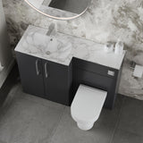 Modern Splash 1100mm Soft Black 2 Door Floor Standing Left-Hand Combination Unit With Stone Basin
