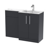 Modern Splash 1100mm Soft Black 2 Door Floor Standing Right-Hand Combination Unit With Stone Basin