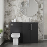 Modern Splash 1100mm Soft Black 2 Door Floor Standing Right-Hand Combination Unit With Stone Basin