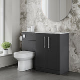 Modern Splash 1100mm Soft Black 2 Door Floor Standing Right-Hand Combination Unit With Stone Basin