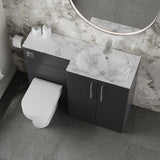Modern Splash 1100mm Soft Black 2 Door Floor Standing Right-Hand Combination Unit With Stone Basin