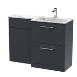 Modern Splash 1100mm Soft Black 2 Drawer Floor Standing Right-Hand Combination Unit With Stone Basin