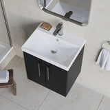 Modern Splash 500mm Soft Black 2 Door Wall Hung Vanity Unit With Thin Edge Basin