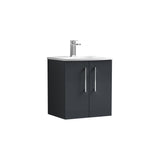 Modern Splash 500mm Soft Black 2 Door Wall Hung Vanity Unit With Curved Basin