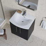 Modern Splash 500mm Soft Black 2 Door Wall Hung Vanity Unit With Curved Basin