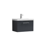 Modern Splash Arno 600mm Soft Black 1 Drawer Wall Hung Vanity Unit With Mid-Edge Basin