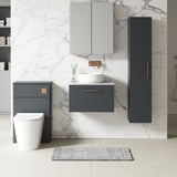 Modern Splash 600mm Soft Black 1 Drawer Wall Hung Vanity Unit With Bellato Grey Worktop