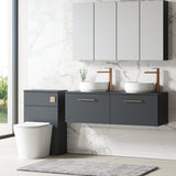Modern Splash 1200mm Soft Black 2 Drawer Wall Hung Vanity Unit With Co-ordinating Worktop