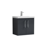 Modern Splash Arno 600mm Soft Black 2 Door Wall Hung Vanity Unit With Mid-Edge Basin