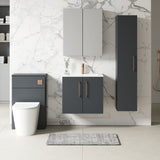 Modern Splash 600mm Soft Black 2 Door Wall Hung Vanity Unit With Minimalist Basin
