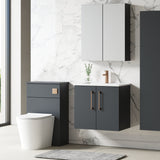 Modern Splash 600mm Soft Black 2 Door Wall Hung Vanity Unit With Minimalist Basin