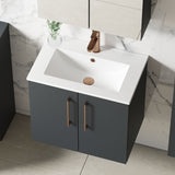 Modern Splash 600mm Soft Black 2 Door Wall Hung Vanity Unit With Minimalist Basin