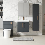 Modern Splash 600mm Soft Black 2 Door Wall Hung Vanity Unit With Thin Edge Basin
