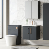 Modern Splash 600mm Soft Black 2 Door Wall Hung Vanity Unit With Thin Edge Basin