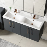 Modern Splash 1200mm Soft Black 4 Door Wall Hung Vanity Unit With 2 Tap Hole Ceramic Basin