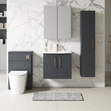 Modern Splash 600mm Soft Black 2 Door Wall Hung Vanity Unit With Curved Basin