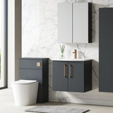 Modern Splash 600mm Soft Black 2 Door Wall Hung Vanity Unit With Curved Basin