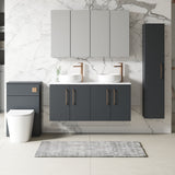 Modern Splash 1200mm Soft Black 2 Door Wall Hung Vanity With Carrara Laminate Worktop