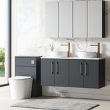 Modern Splash 1200mm Soft Black 2 Door Wall Hung Vanity With Carrara Laminate Worktop