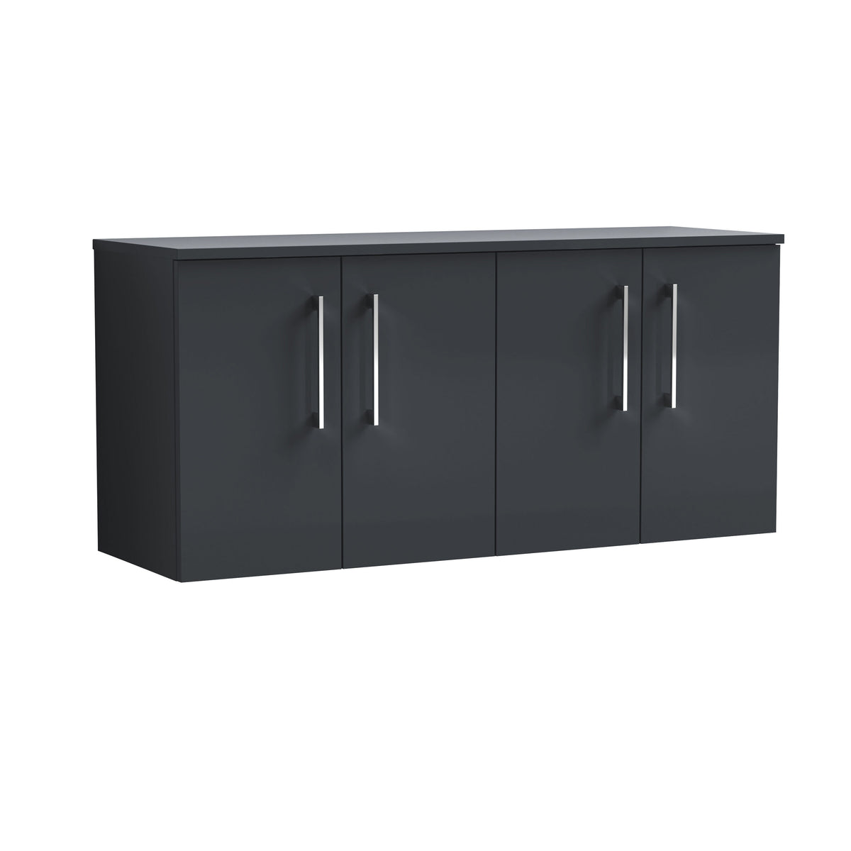 Modern Splash 1200mm Soft Black 2 Door Wall Hung Vanity Unit With Co-ordinating Worktop