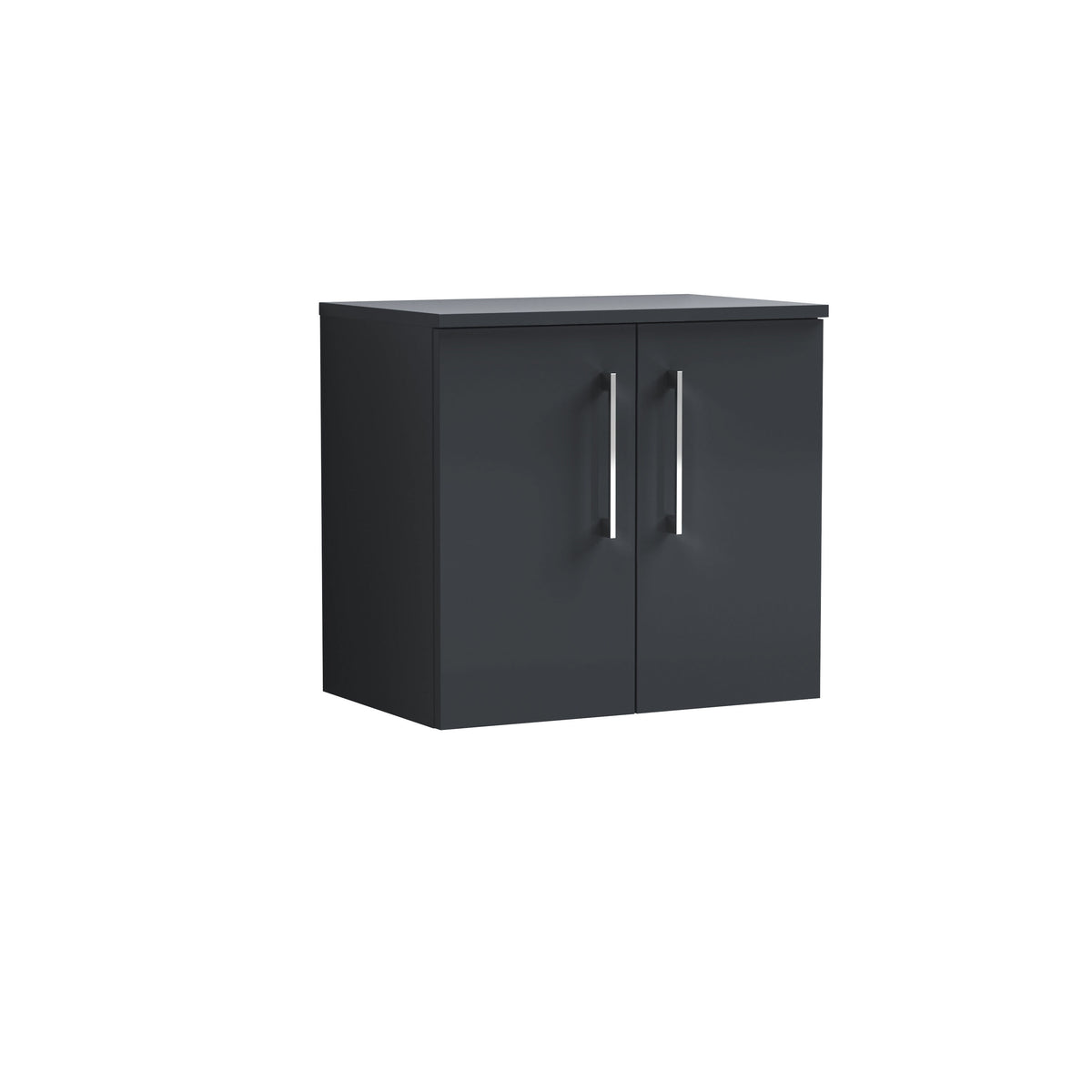 Modern Splash 600mm Soft Black  2 Door Wall Hung Vanity Unit With Co-ordinating Worktop