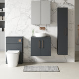Modern Splash 600mm Soft Black  2 Door Wall Hung Vanity Unit With Co-ordinating Worktop