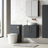 Modern Splash 600mm Soft Black  2 Door Wall Hung Vanity Unit With Co-ordinating Worktop