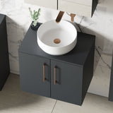 Modern Splash 600mm Soft Black  2 Door Wall Hung Vanity Unit With Co-ordinating Worktop
