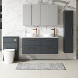 Modern Splash 1200mm Soft Black 4 Drawer Wall Hung Vanity With Carrara Laminate Worktop