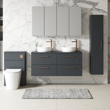 Modern Splash 1200mm Soft Black 4 Drawer Wall Hung Vanity Unit With Co-ordinating Worktop
