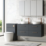 Modern Splash 1200mm Soft Black 4 Drawer Wall Hung Vanity Unit With Co-ordinating Worktop