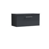 Modern Splash 800mm Soft Black 1 Drawer Wall Hung Vanity Unit With Co-ordinating Worktop