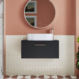 Modern Splash 800mm Soft Black 1 Drawer Wall Hung Vanity Unit With Co-ordinating Worktop