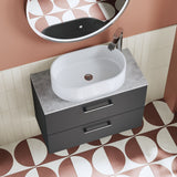 Modern Splash 805mm Soft Black 2 Drawer Wall Hung Vanity Unit With Bellato Grey Worktop