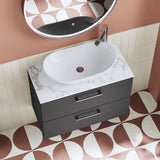 Modern Splash 800mm Soft Black 2 Drawer Wall Hung Soft Black Vanity Unit With Carrara Laminate Worktop
