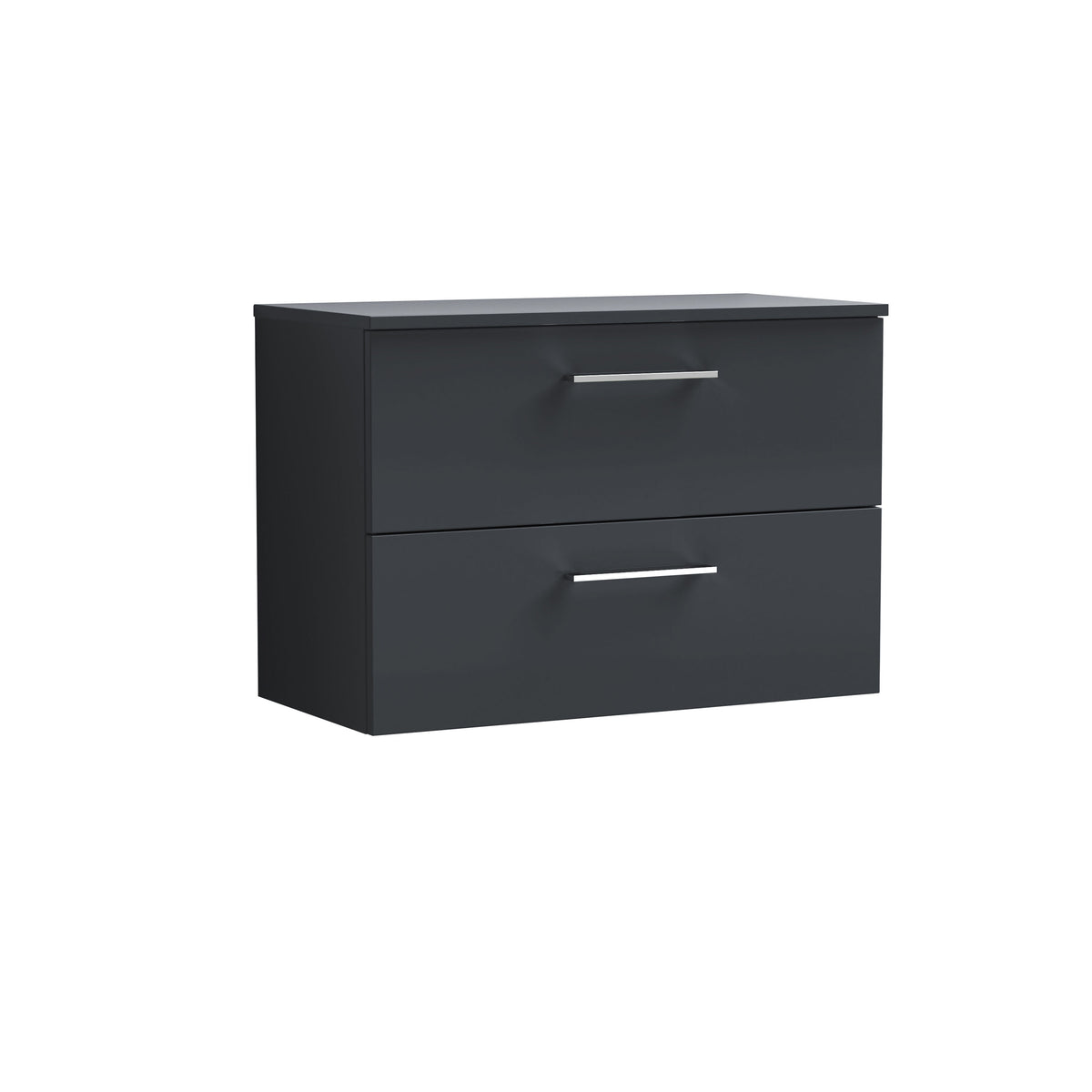Modern Splash 800mm Soft Black 2 Drawer Wall Hung Vanity Unit With Co-ordinating Worktop