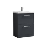 Modern Splash Arno 600mm Soft Black 2 Drawer Floor Standing Vanity Unit With Mid-Edge Basin
