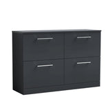 Modern Splash 1200mm Soft Black 4 Drawer Floor Standing Vanity Unit With Co-ordinating Worktop