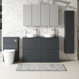 Modern Splash 1200mm Soft Black 4 Drawer Floor Standing Vanity Unit With Co-ordinating Worktop