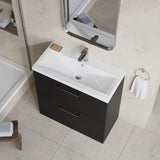 Modern Splash 800mm Soft Black 2 Drawer Floor Standing Vanity Unit With Mid-Edge Basin