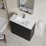Modern Splash 800mm Soft Black 2 Drawer Floor Standing Vanity Unit With Minimalist Basin