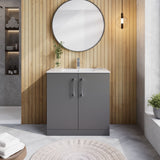 Modern Splash 800mm Satin Grey 2 Door Floor Standing Vanity Unit With Minimalist Basin