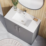 Modern Splash 800mm Satin Grey 2 Door Floor Standing Vanity Unit With Minimalist Basin