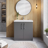 Modern Splash 800mm Satin Grey 2 Door Floor Standing Vanity Unit With Thin Edge Basin