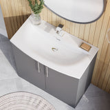 Modern Splash 800mm Satin Grey 2 Door Floor Standing Vanity Unit With Curved Basin